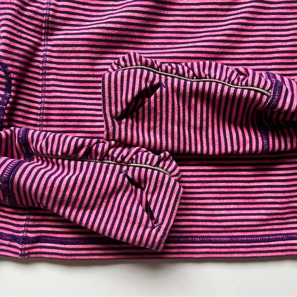 Ivivva Run Your Heart Out Pullover 1/2 Zip Pink Purple Surge MVP Stripe Sz 12 - Picture 12 of 12